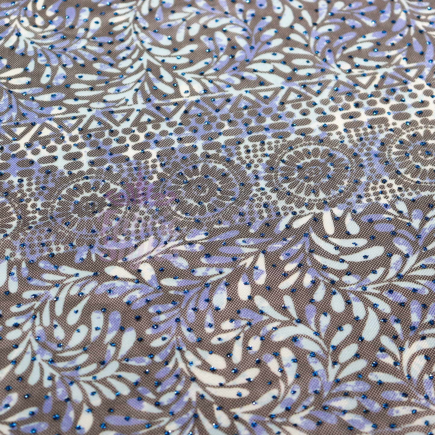 Blue Aztec Power Mesh Fabric