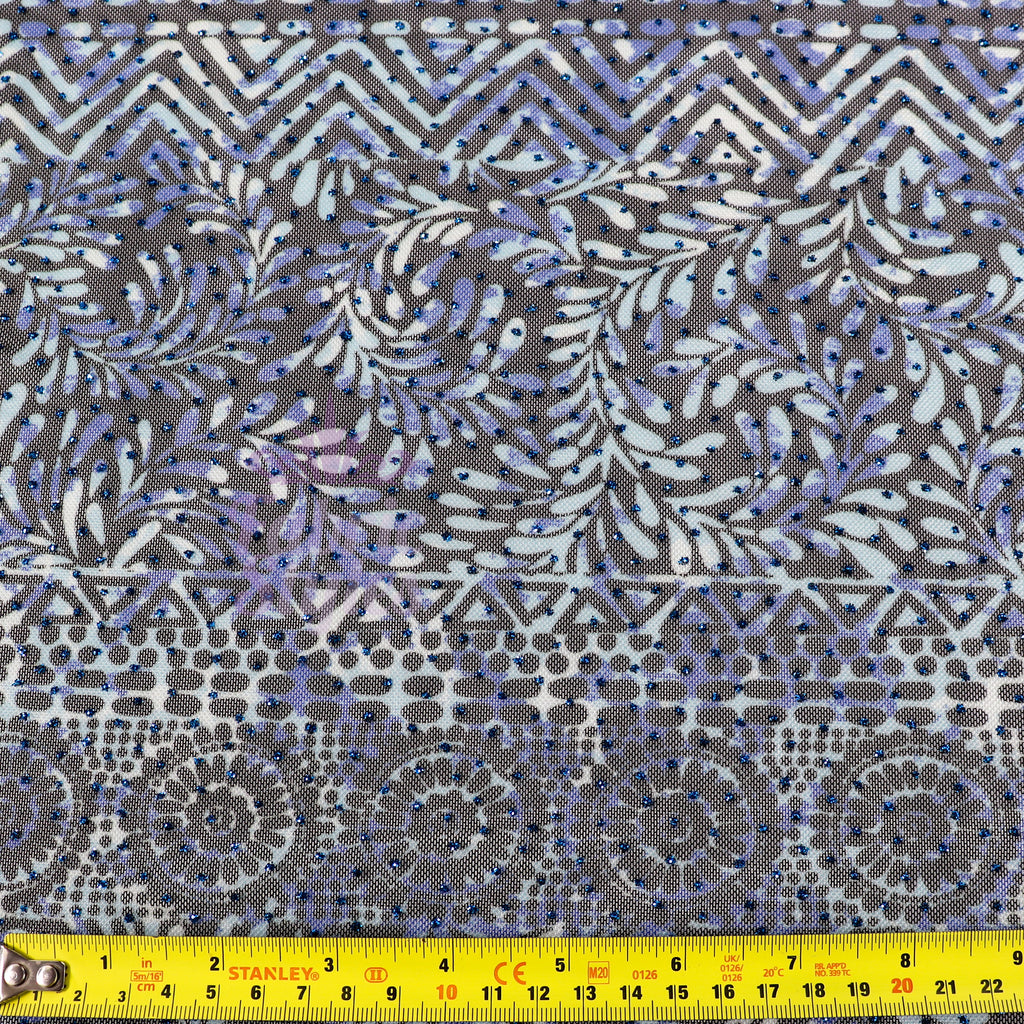 Blue Aztec Power Mesh Fabric