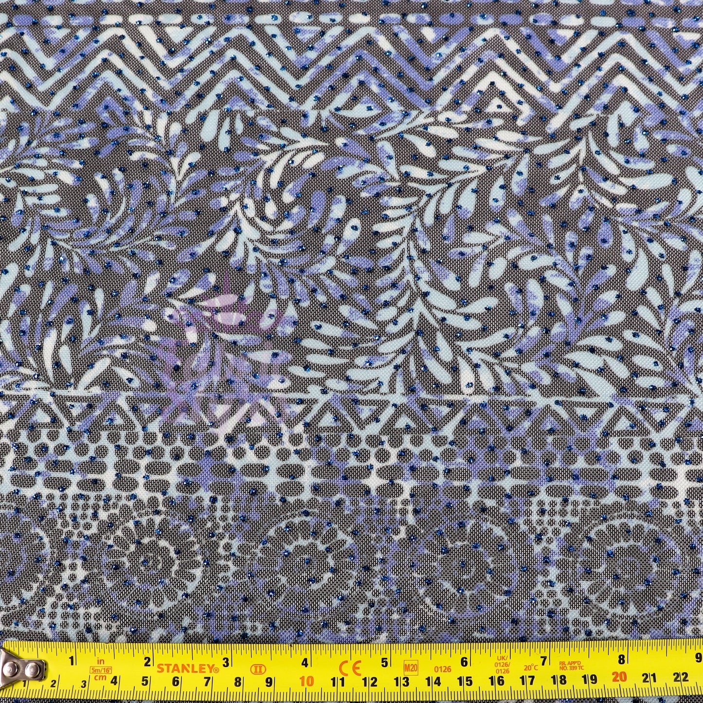 Blue Aztec Power Mesh Fabric