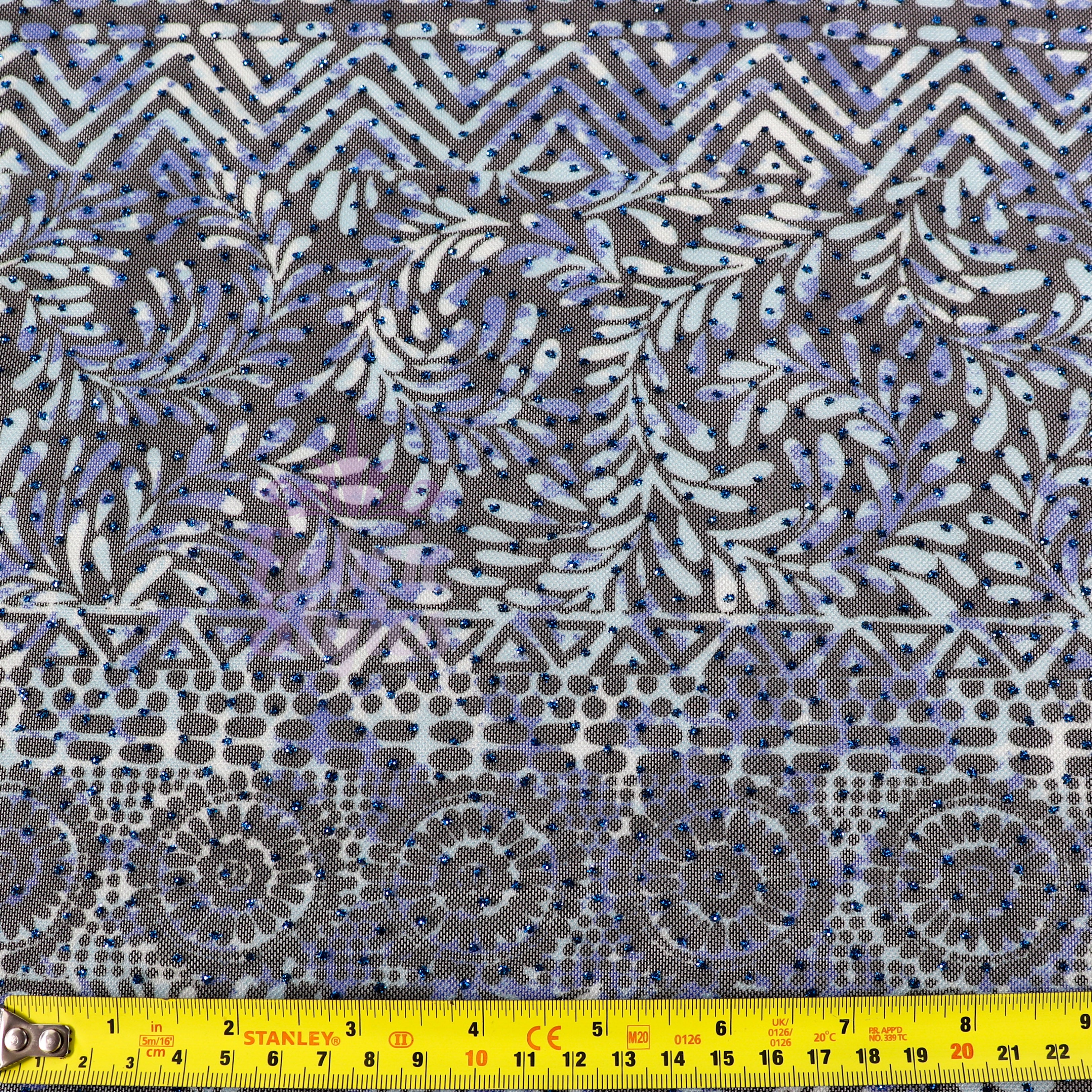 Blue Aztec Power Mesh Fabric