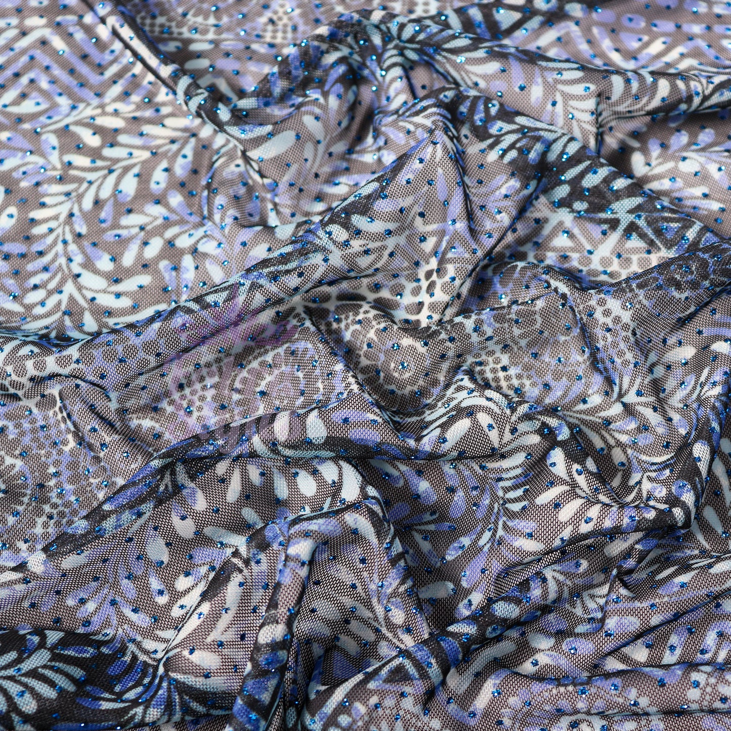 Blue Aztec Power Mesh Fabric