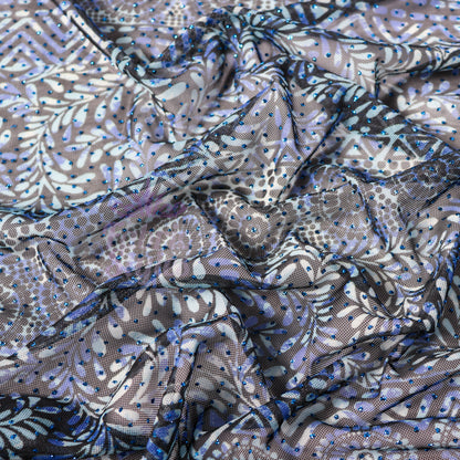 Blue Aztec Power Mesh Fabric