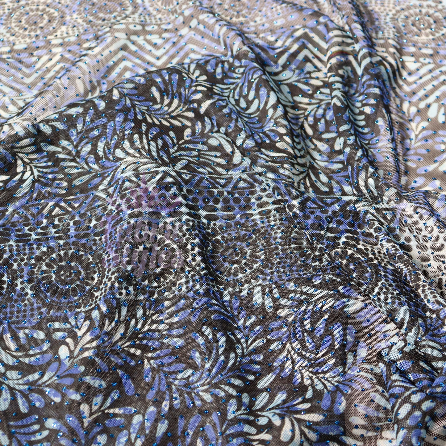 Blue Aztec Power Mesh Fabric