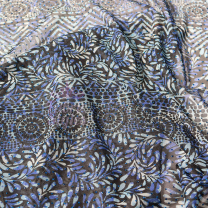Blue Aztec Power Mesh Fabric