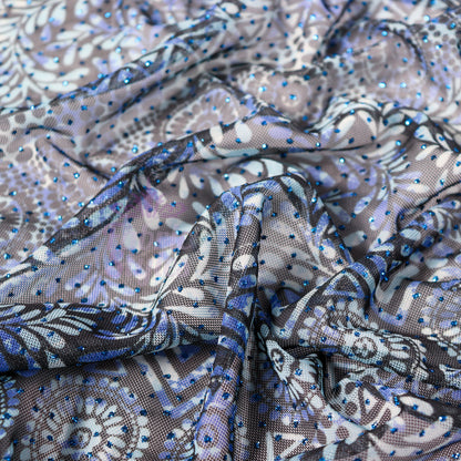 Blue Aztec Power Mesh Fabric