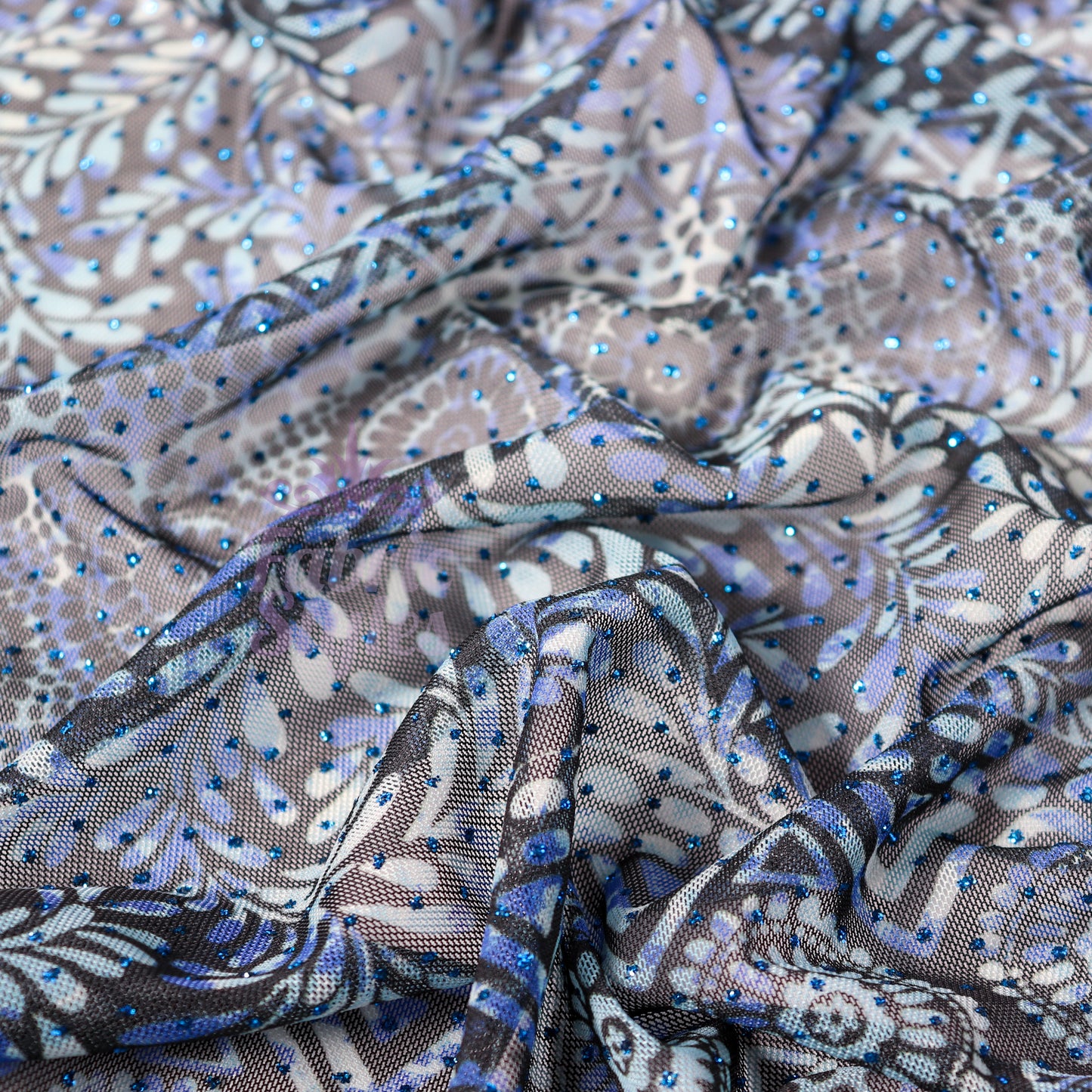 Blue Aztec Power Mesh Fabric