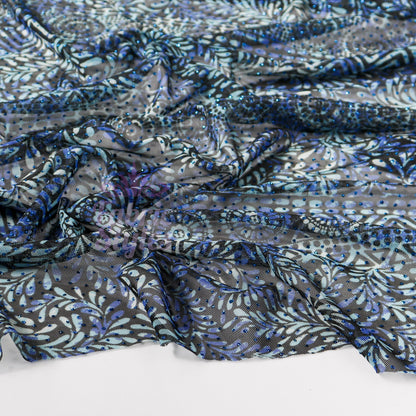 Blue Aztec Power Mesh Fabric