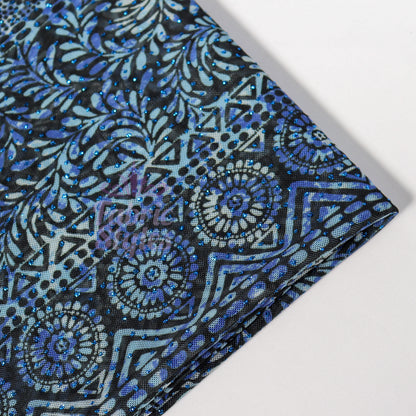 Blue Aztec Power Mesh Fabric