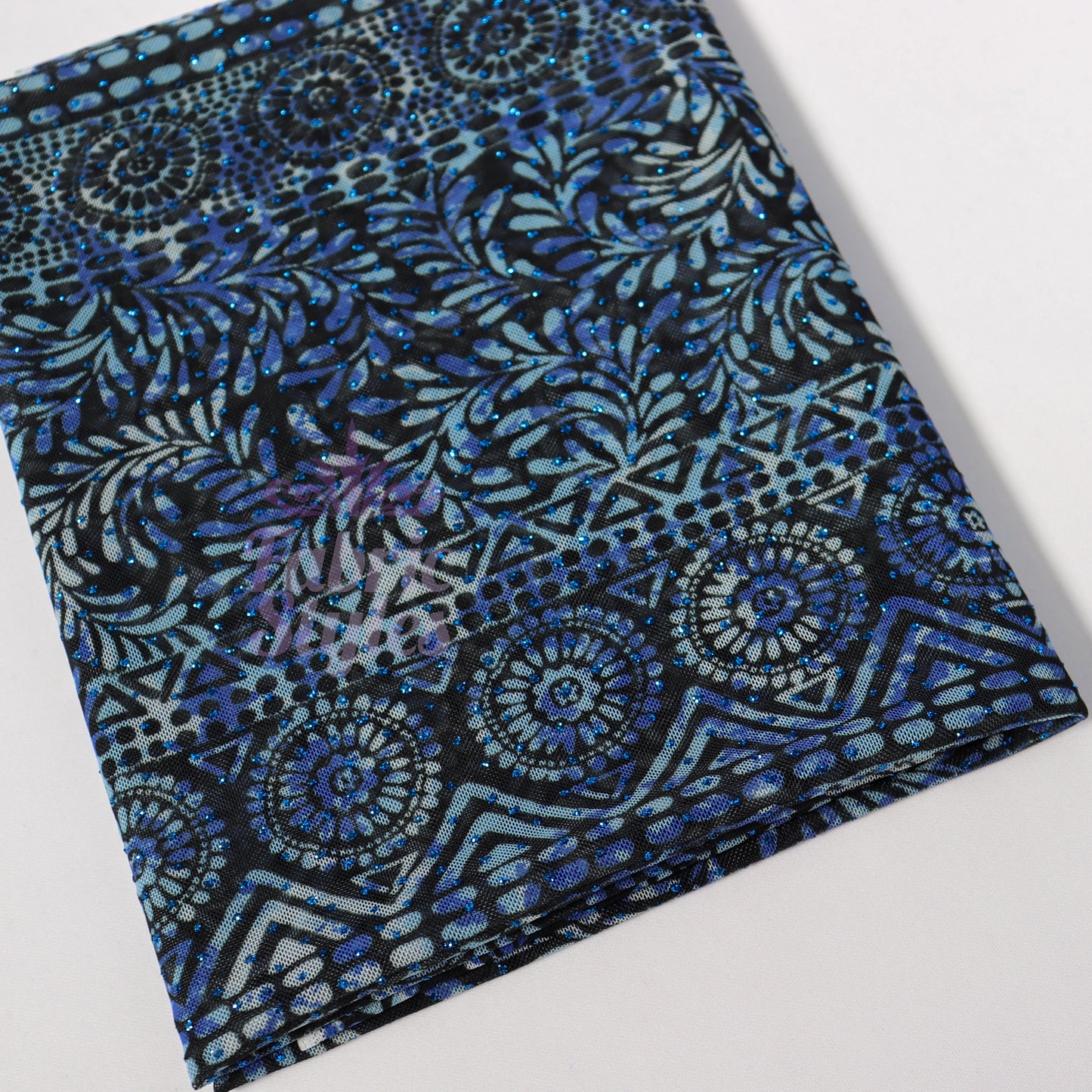 Blue Aztec Power Mesh Fabric