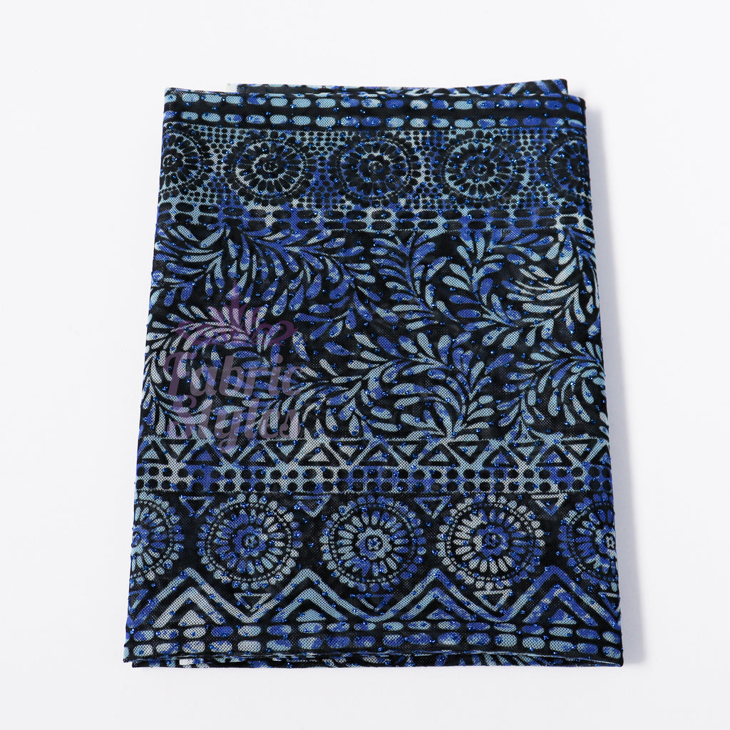 Blue Aztec Power Mesh Fabric