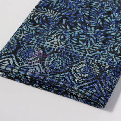 Blue Aztec Power Mesh Fabric