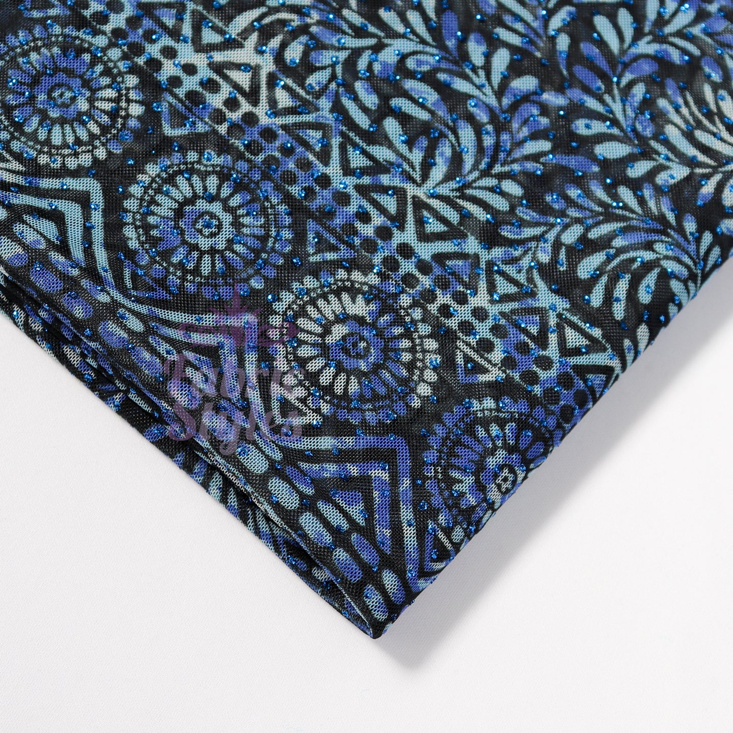 Blue Aztec Power Mesh Fabric