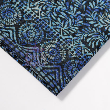 Blue Aztec Power Mesh Fabric