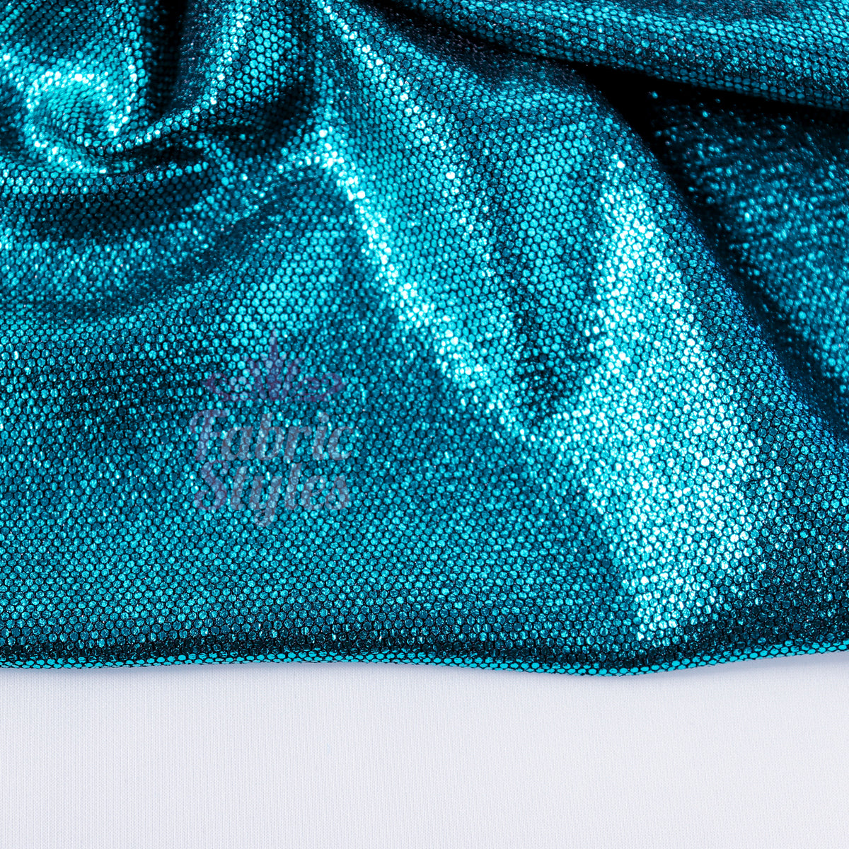 Turquoise Foil All Way Stretch Fabric