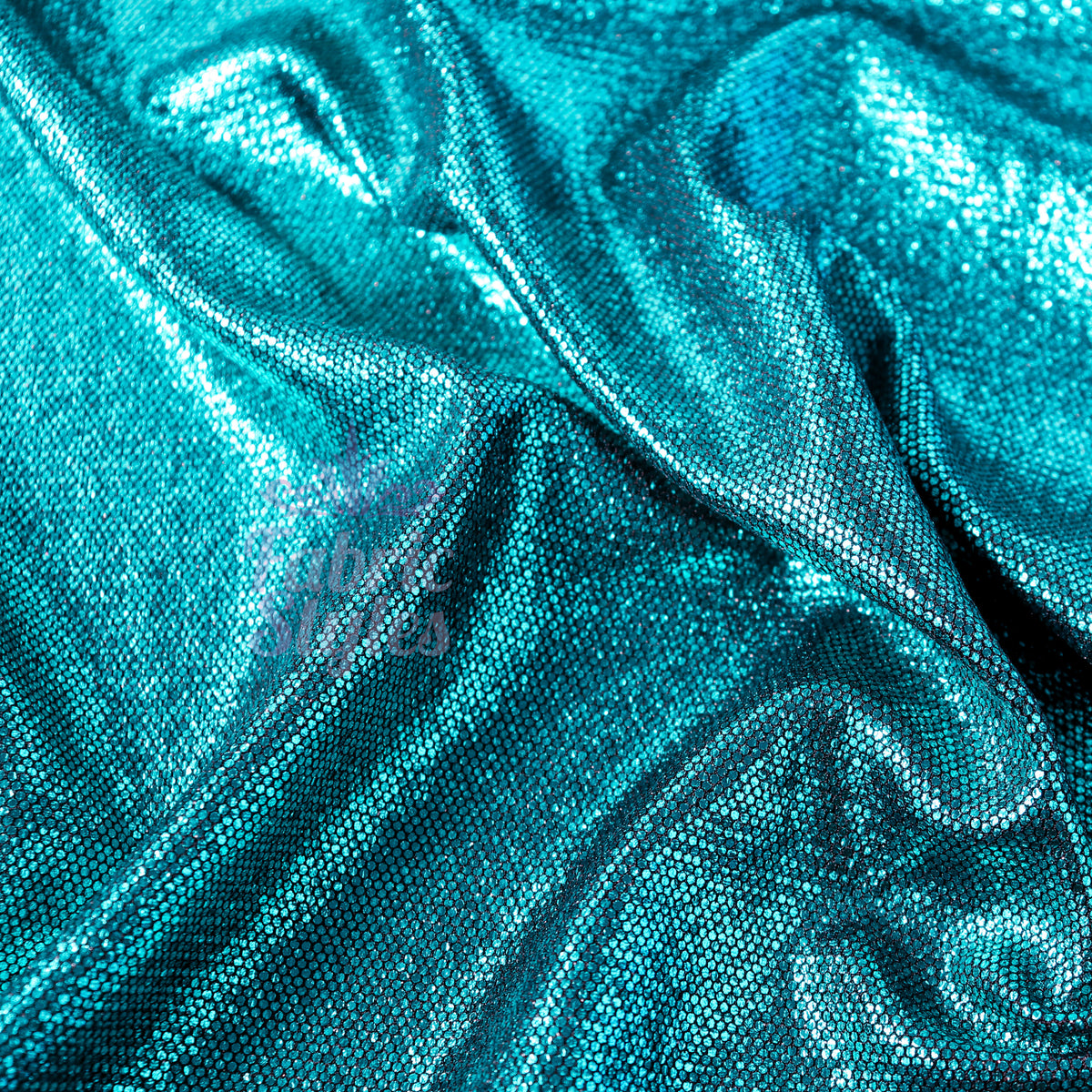 Turquoise Foil All Way Stretch Fabric