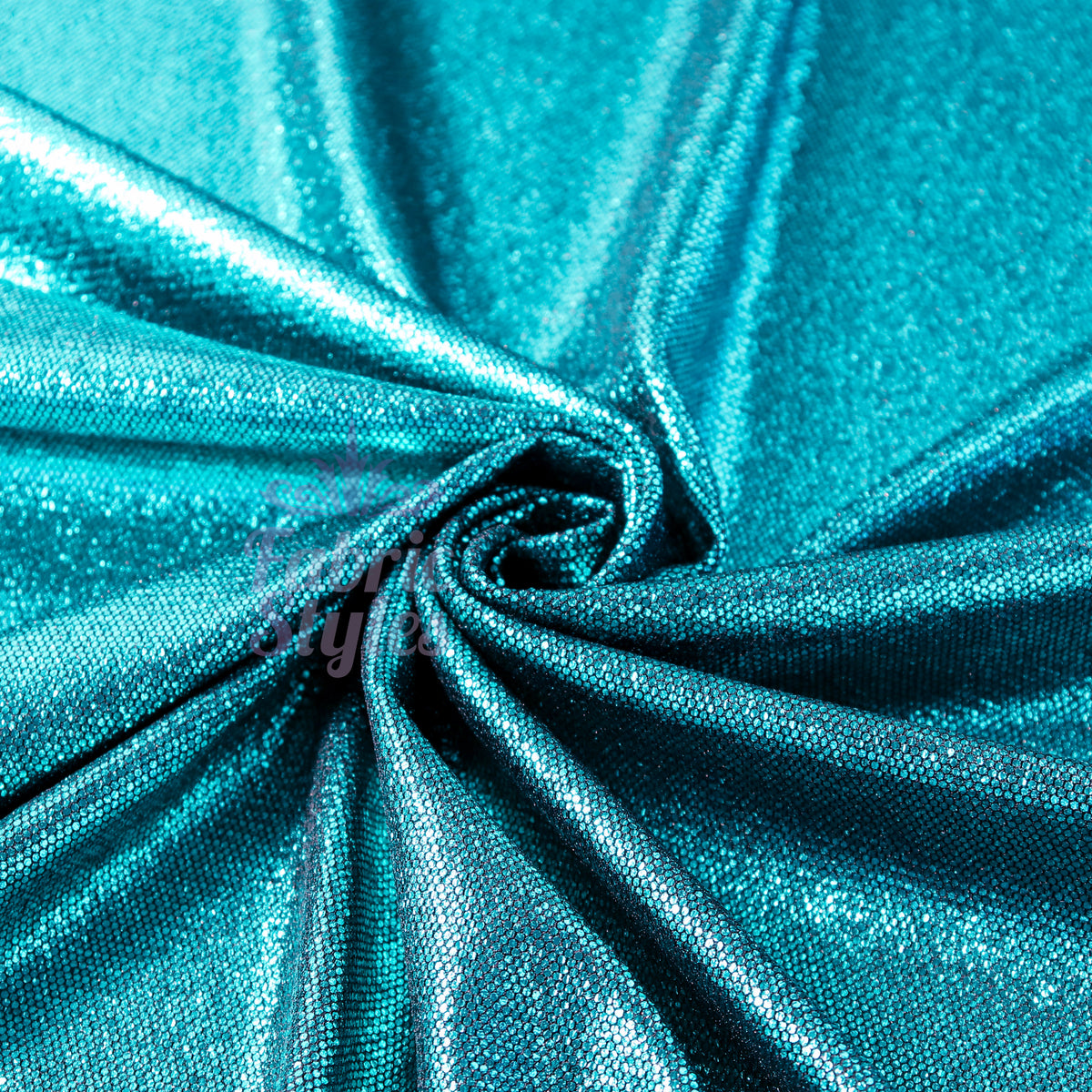 Turquoise Foil All Way Stretch Fabric