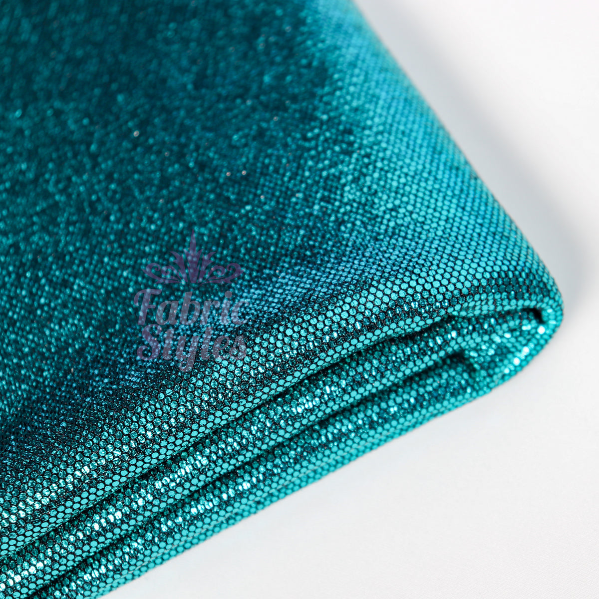 Turquoise Foil All Way Stretch Fabric