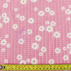 Pink Daisy Floral Waffle Jacquard Stretch Fabric