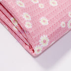Pink Daisy Floral Waffle Jacquard Stretch Fabric