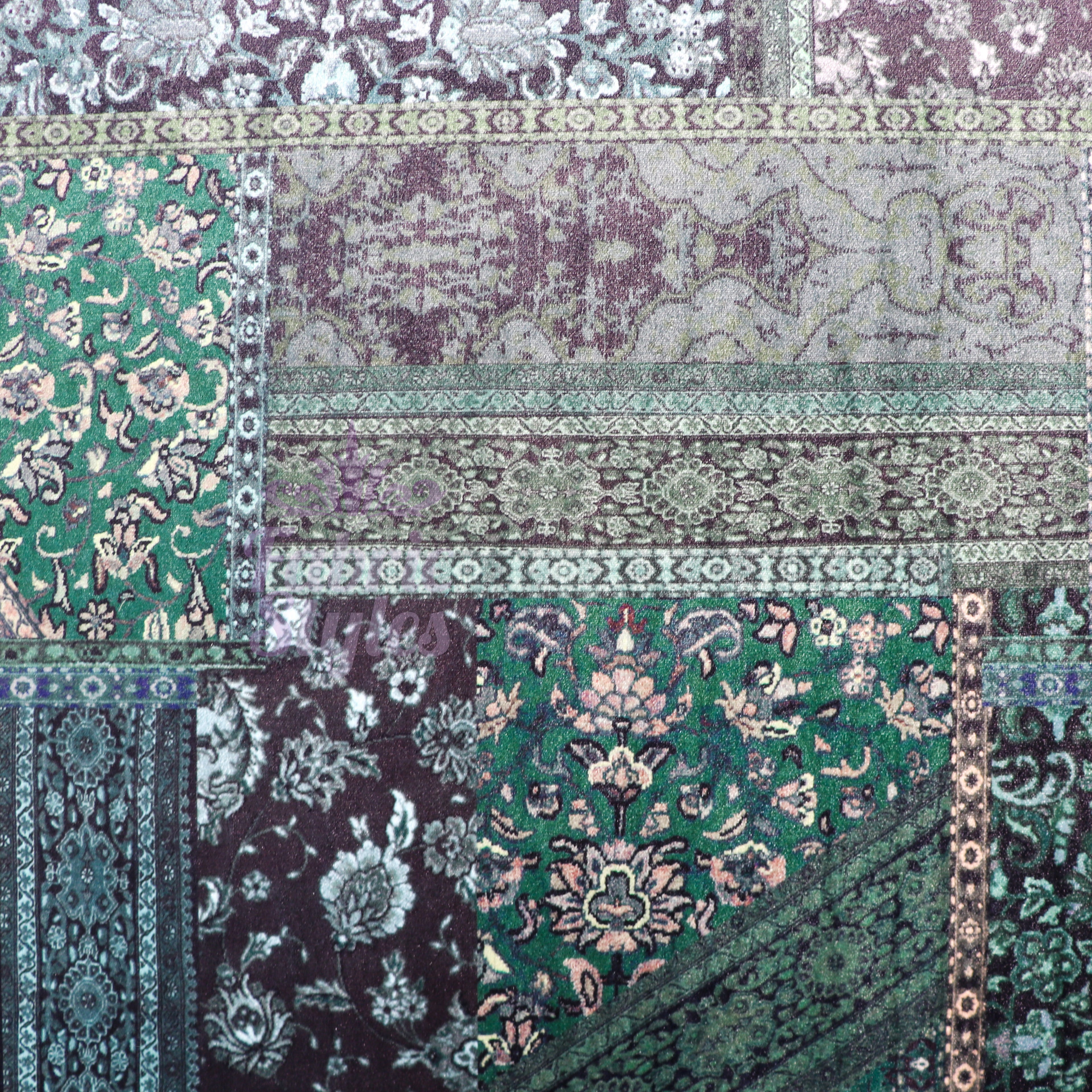 Green Baroque Floral Velvet