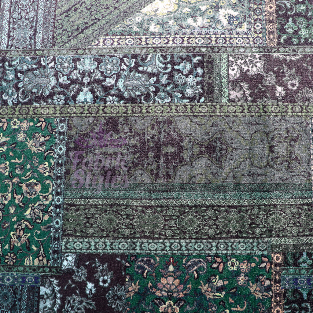 Green Baroque Floral Velvet