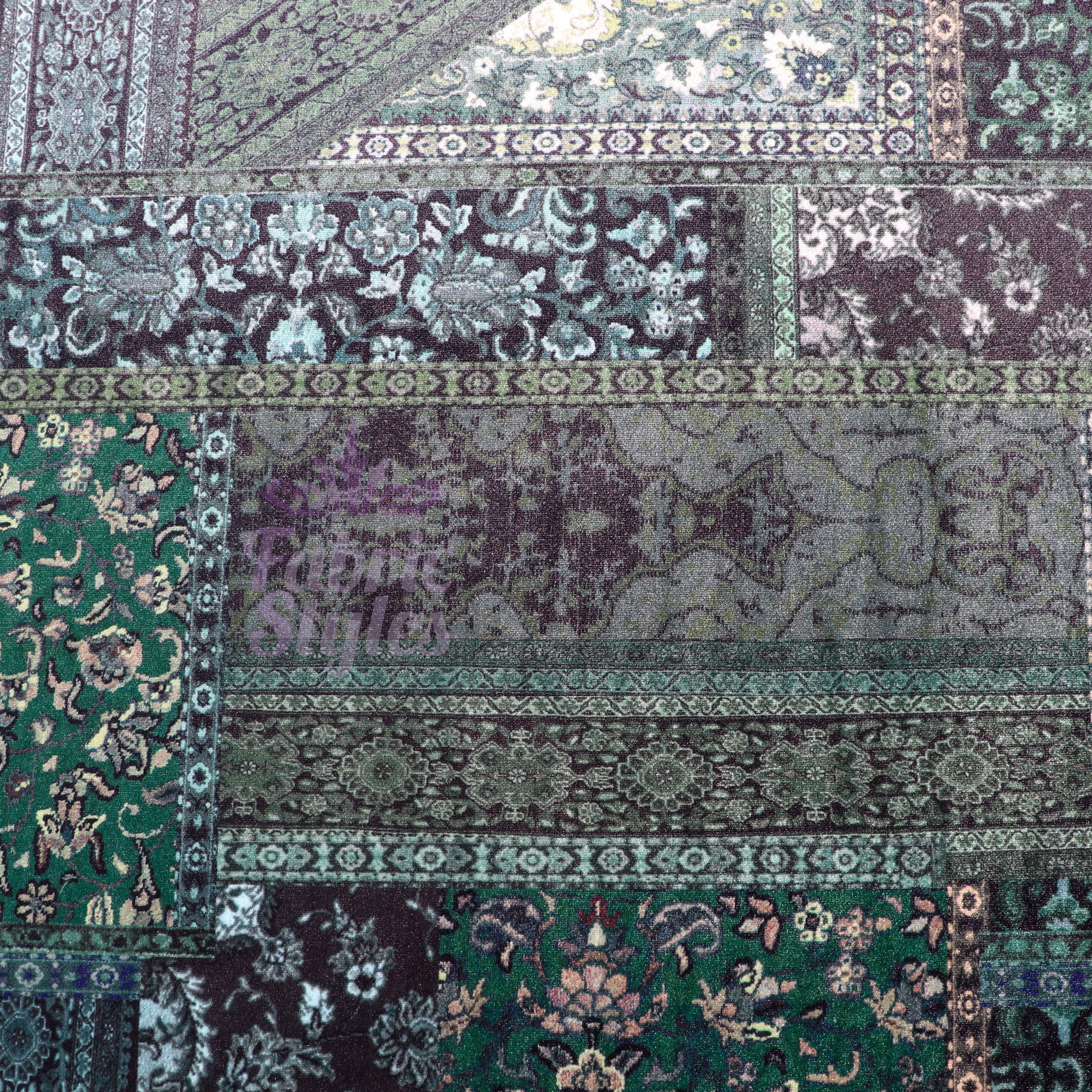 Green Baroque Floral Velvet