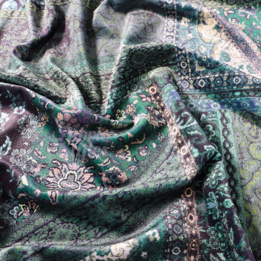 Green Baroque Floral Velvet