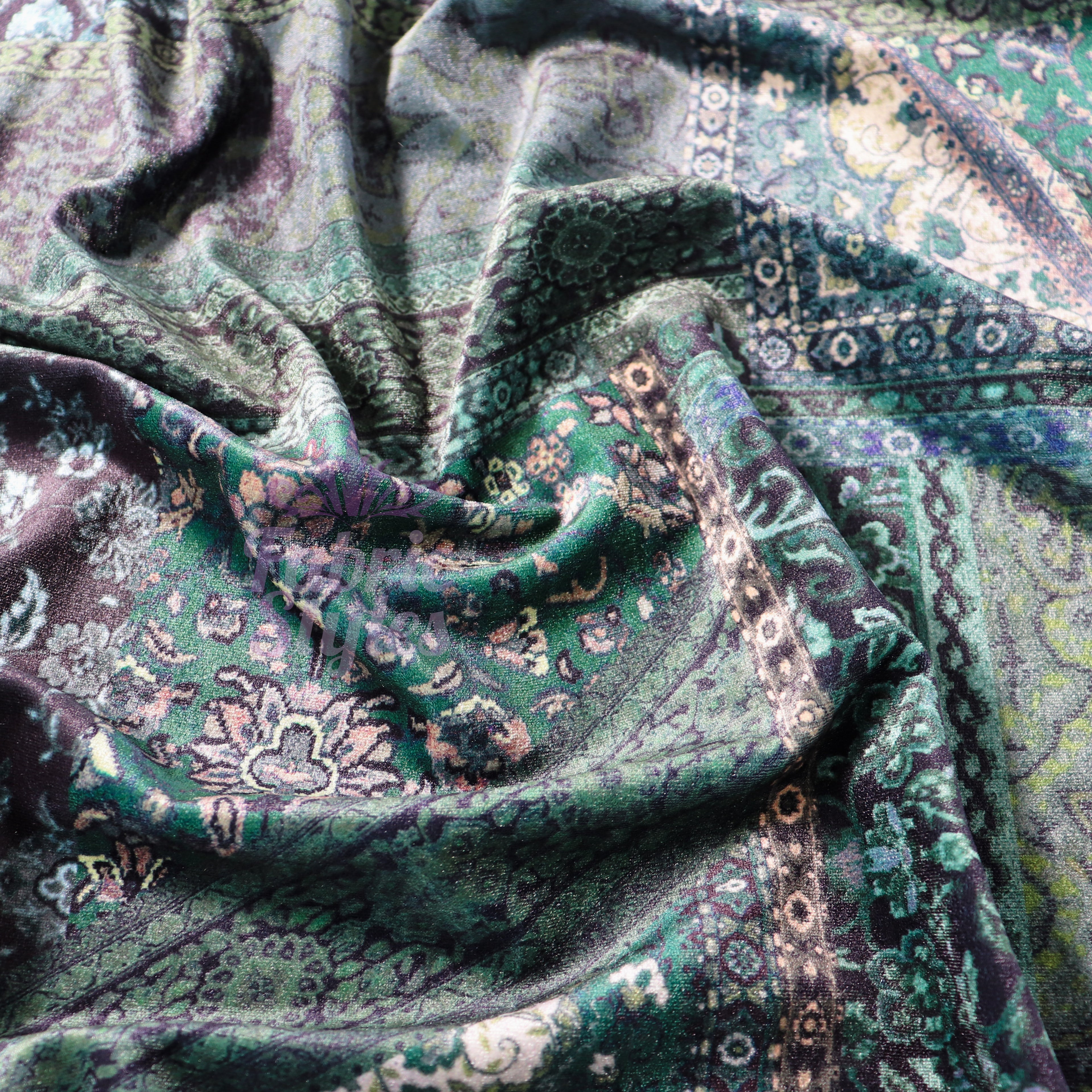 Green Baroque Floral Velvet