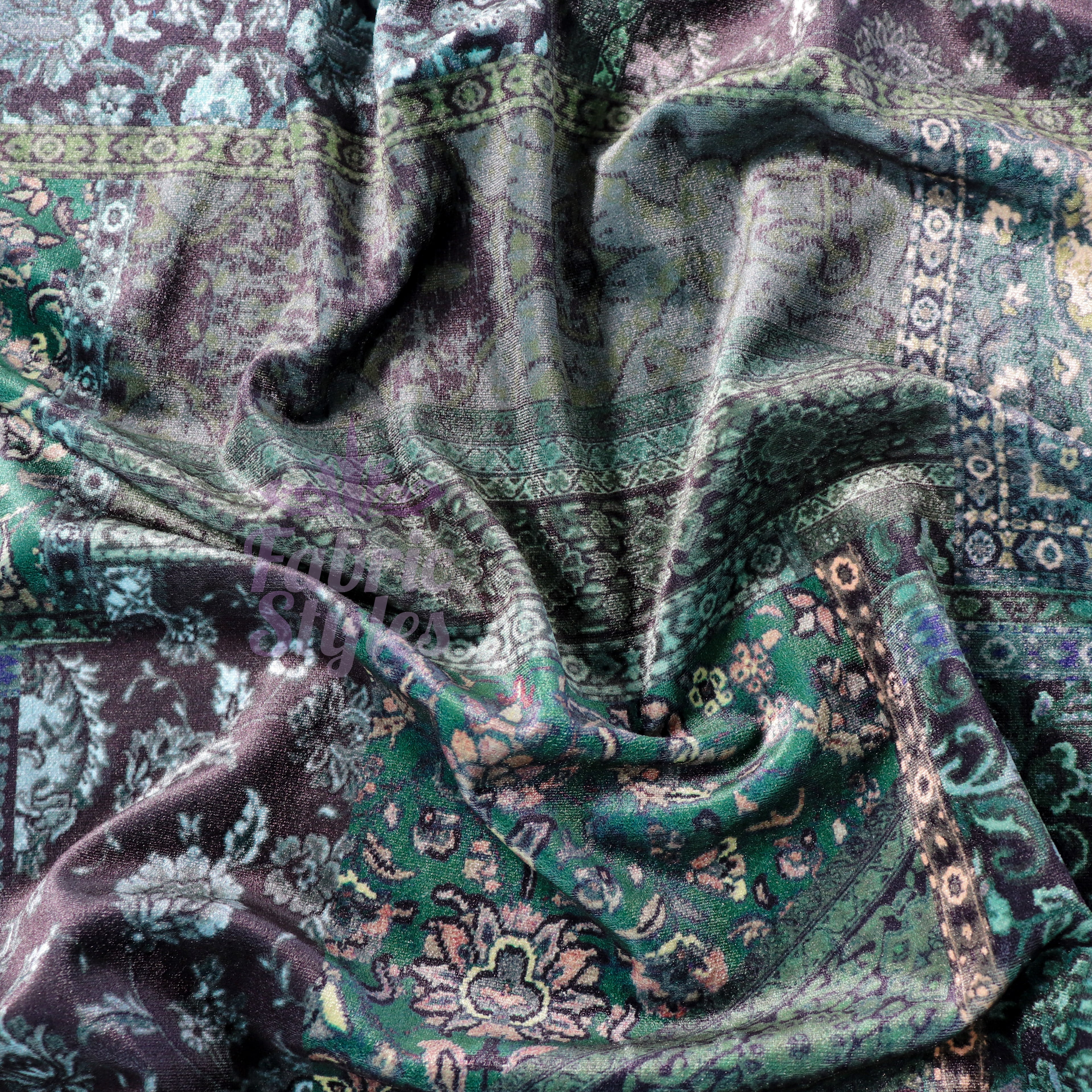 Green Baroque Floral Velvet