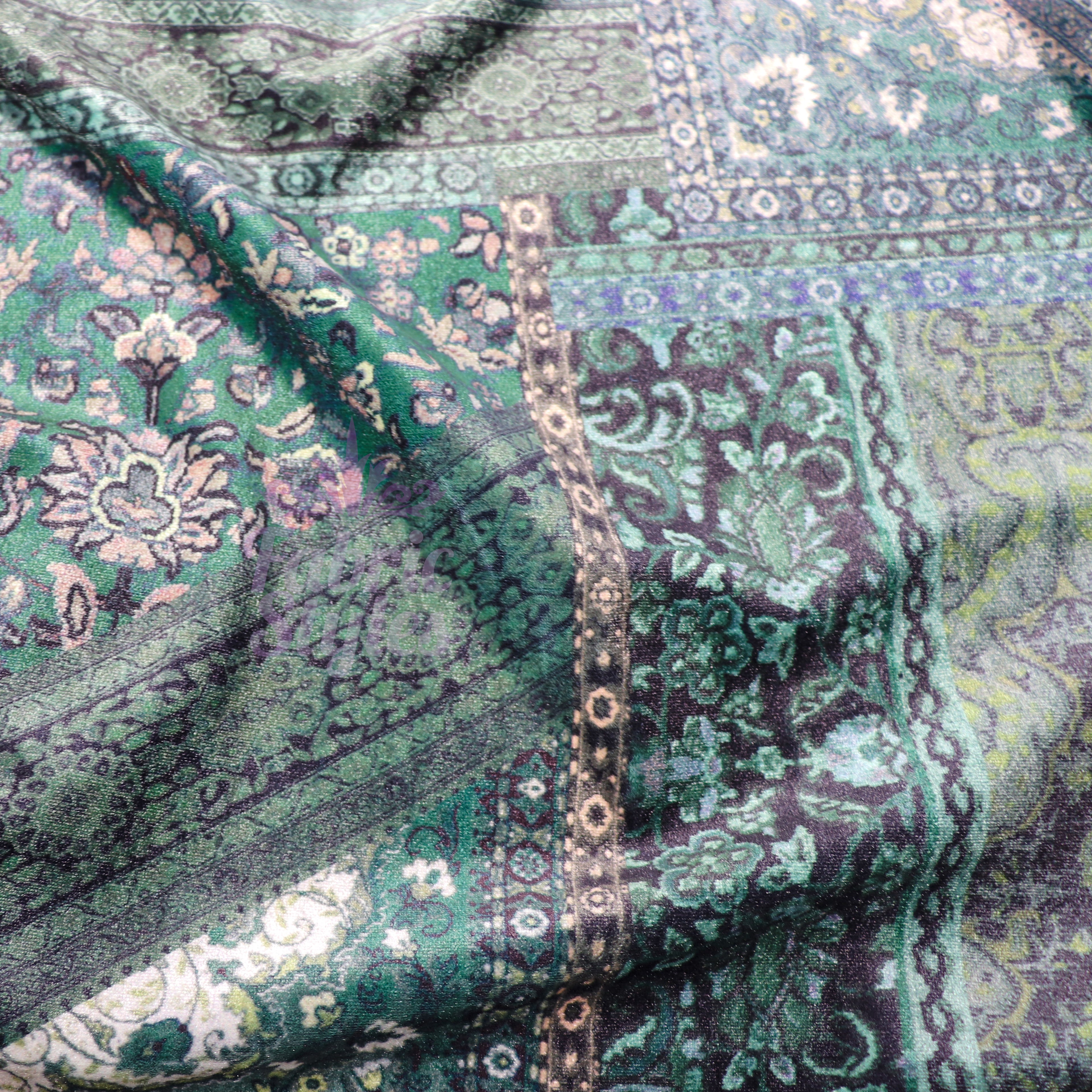 Green Baroque Floral Velvet