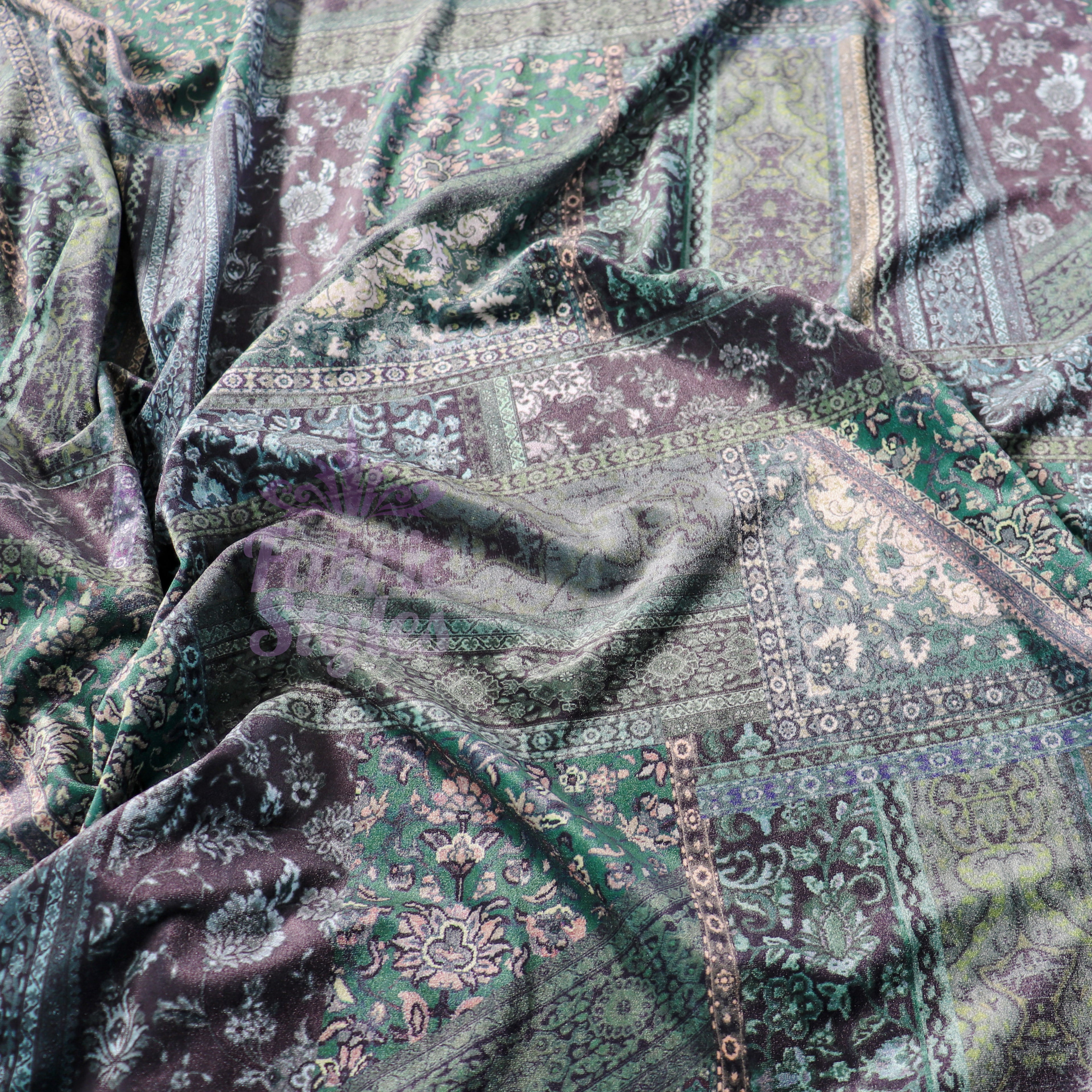 Green Baroque Floral Velvet