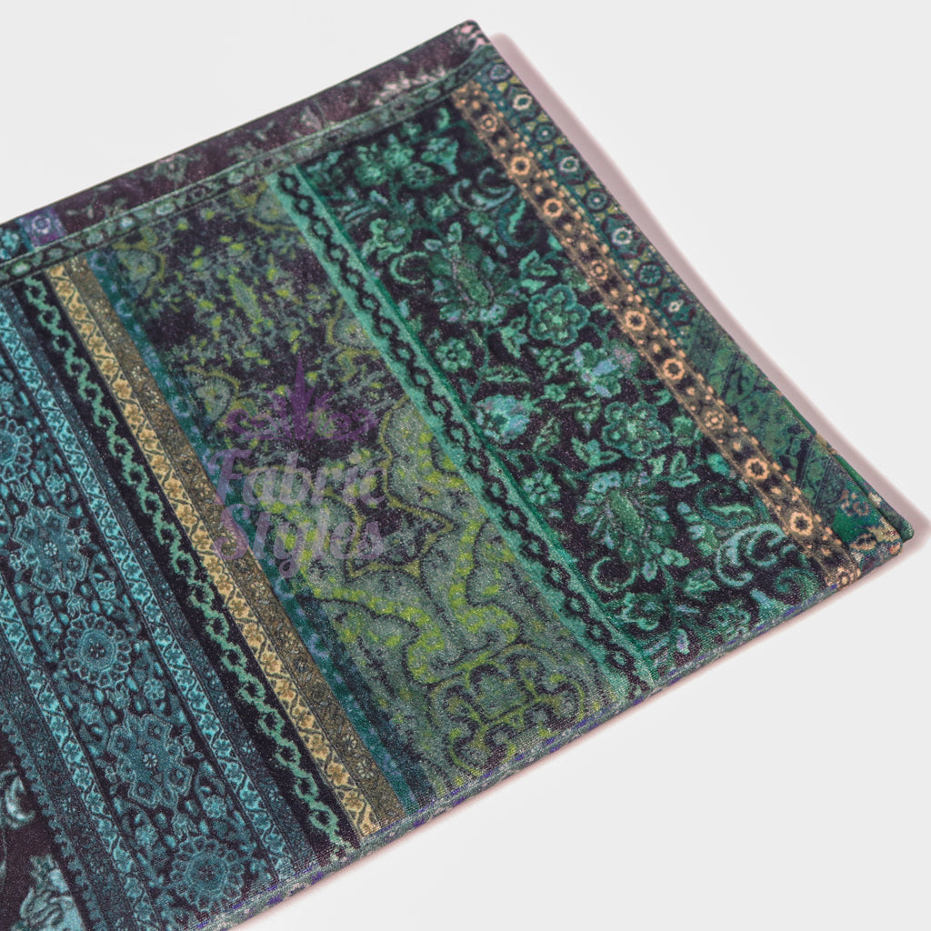 Green Baroque Floral Velvet