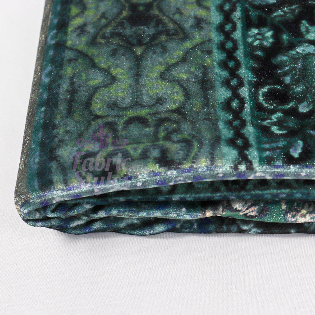 Green Baroque Floral Velvet