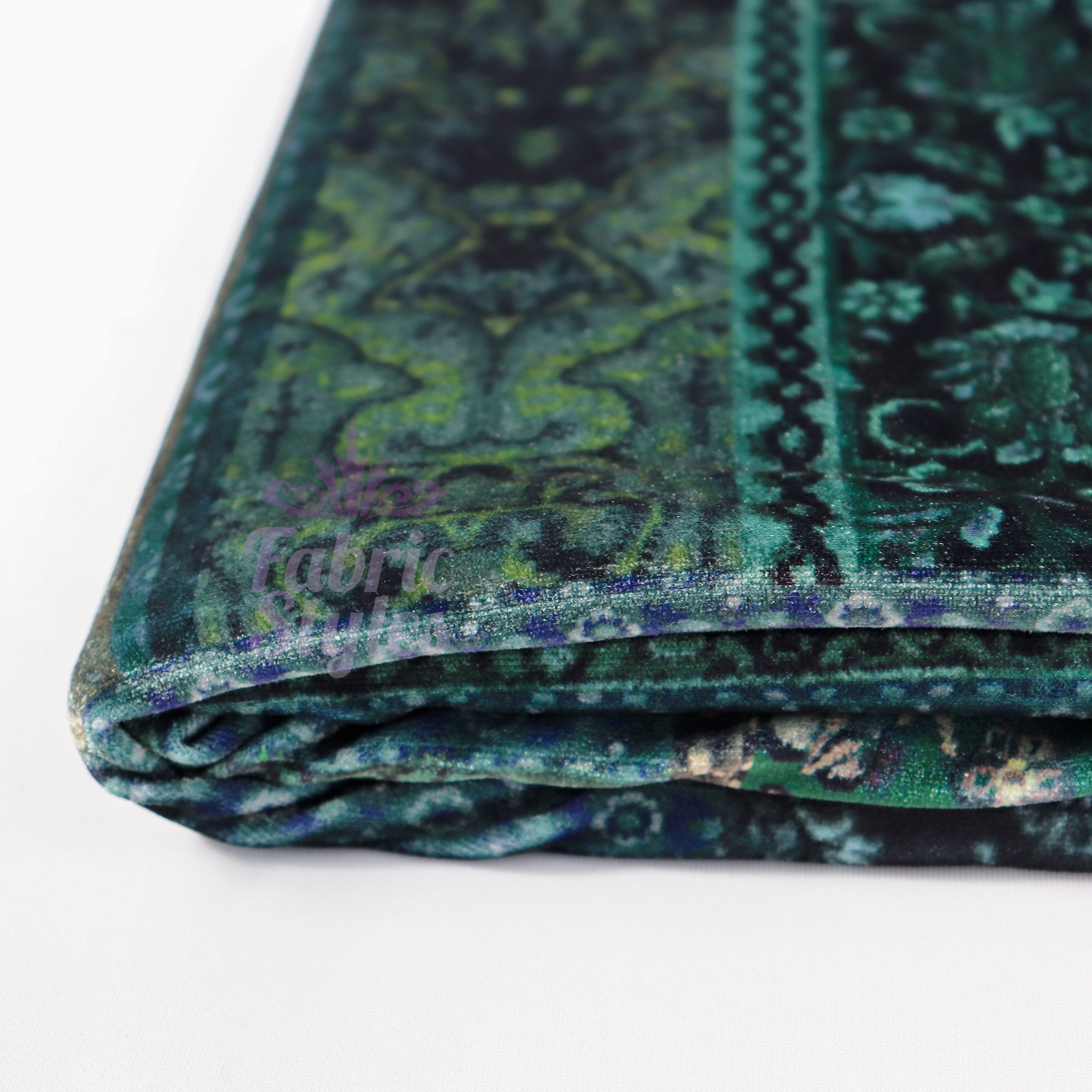 Green Baroque Floral Velvet