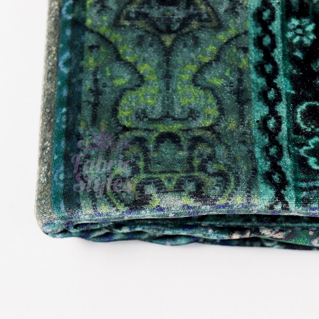 Green Baroque Floral Velvet