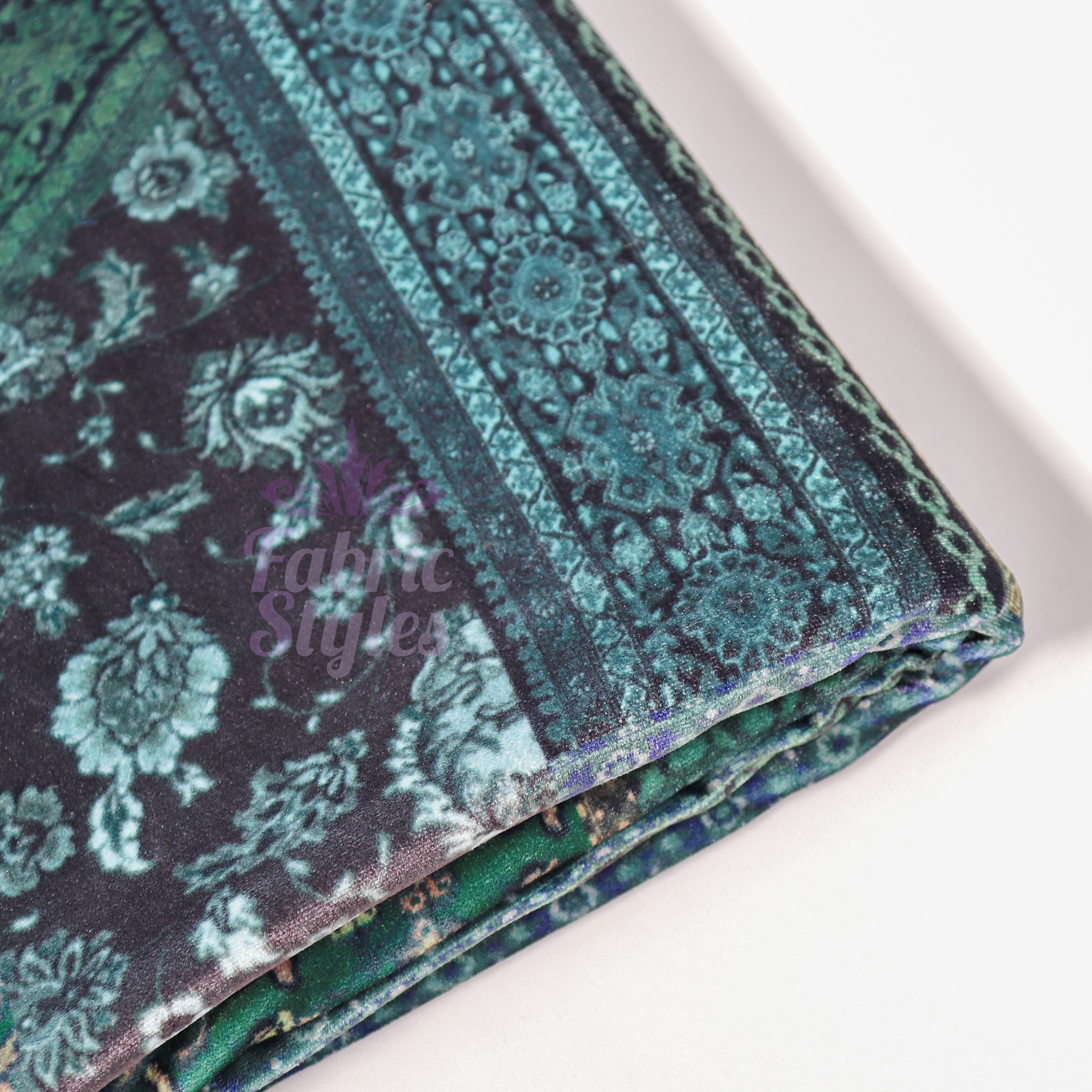 Green Baroque Floral Velvet
