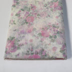 Pink Floral Flock Mesh Stretch Fabric