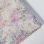 Pink Floral Flock Mesh Stretch Fabric