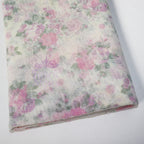 Pink Floral Flock Mesh Stretch Fabric