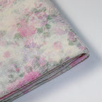 Pink Floral Flock Mesh Stretch Fabric