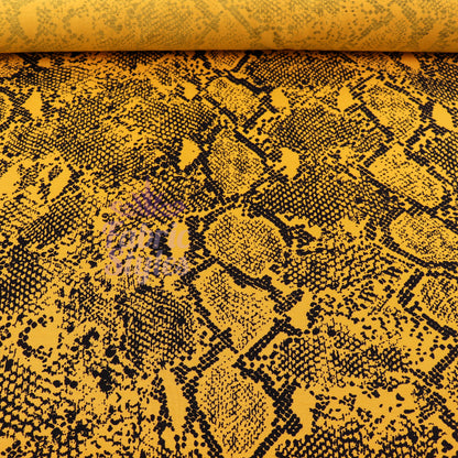 Mustard Snake Print Viscose Elastane Fabric