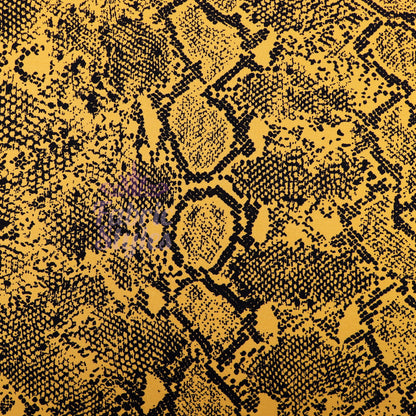 Mustard Snake Print Viscose Elastane Fabric