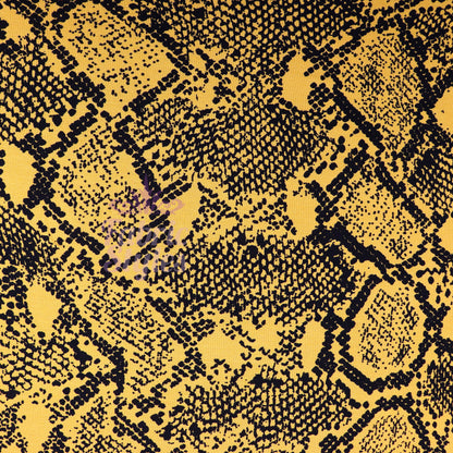 Mustard Snake Print Viscose Elastane Fabric
