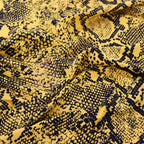 Mustard Snake Print Viscose Elastane Fabric