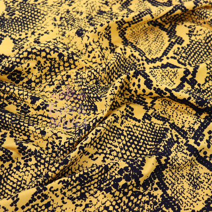 Mustard Snake Print Viscose Elastane Fabric