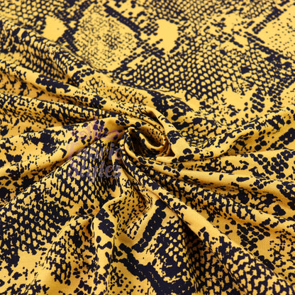 Mustard Snake Print Viscose Elastane Fabric