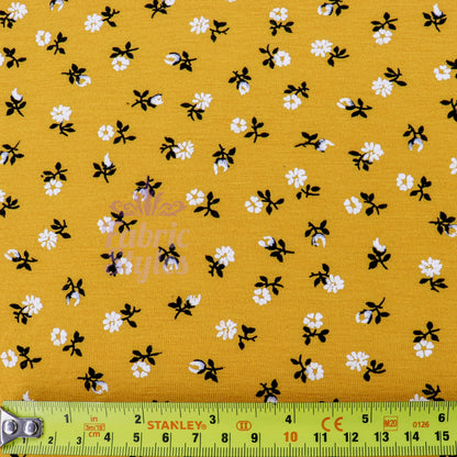 Mustard Ditsy Floral Fabric Viscose Elastane Fabric