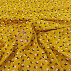 Mustard Ditsy Floral Fabric Viscose Elastane Fabric