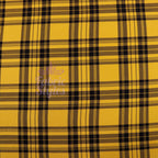 Mustard Tartan Black Plaid Check Viscose Elastane Fabric