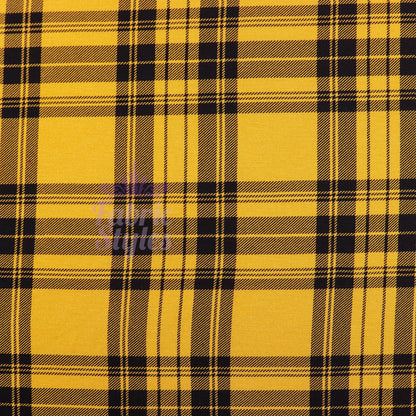 Mustard Tartan Black Plaid Check Viscose Elastane Fabric